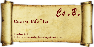 Csere Béla névjegykártya